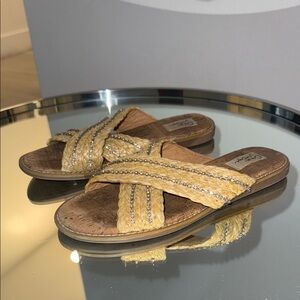 Crown Vintage Yellow Sandals with Cork Footbed